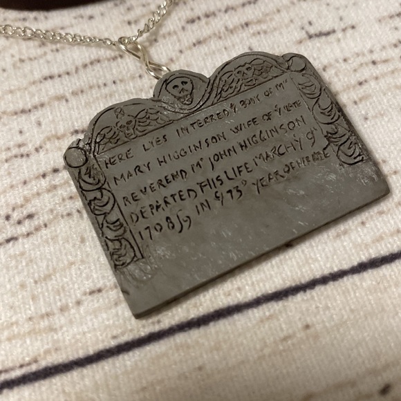*The Cemeterrarium Here Lyes Mary Higginson Handmade Tombstone Necklace - Picture 2 of 5